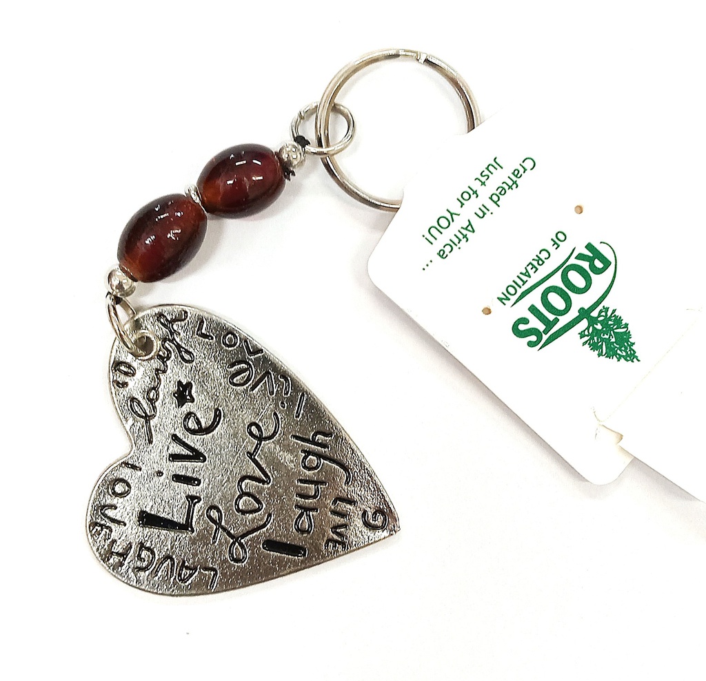 ROC Glass Bead Heart Keyring